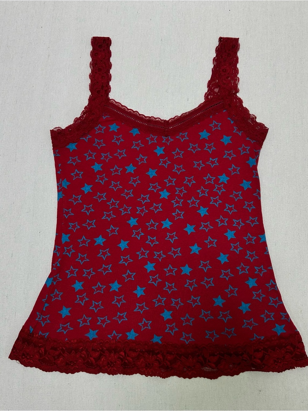 Eyeshadow Y2K Red Lace-Trim Tank